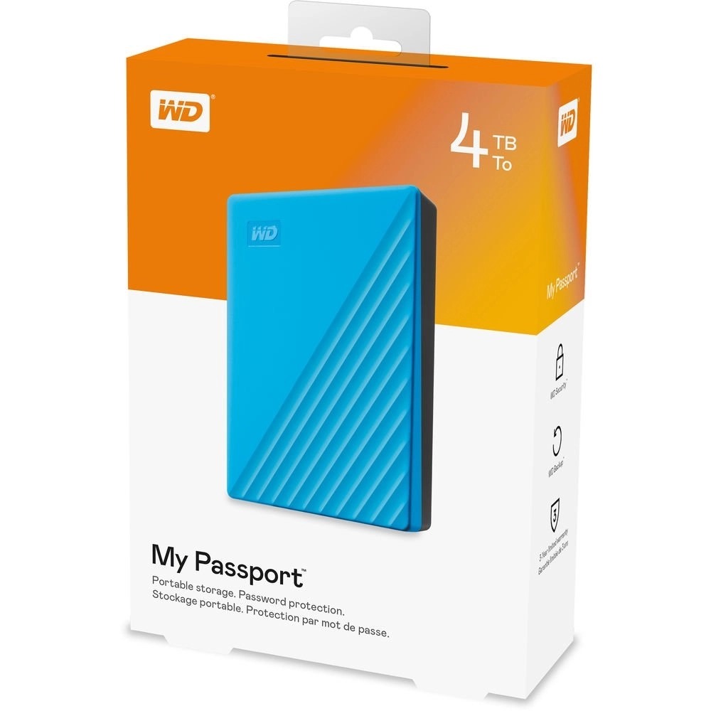 DISCO RIGIDO USB 3.2 4TB EXTERNO W.D. MY PASSPORT AZUL