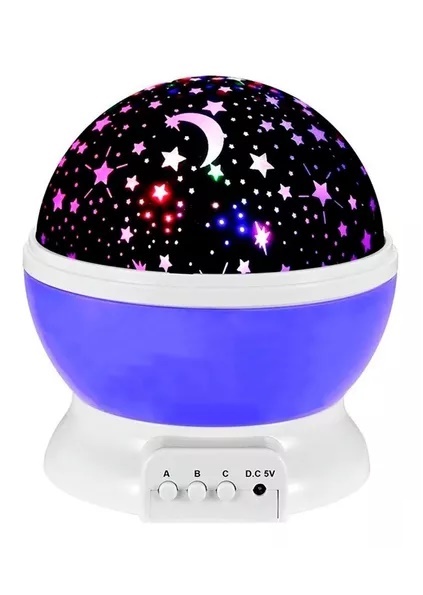 VELADOR PROYECTOR BOLA DE LUZ GIRATORIA UNICORNIOS Y ESTRELLAS