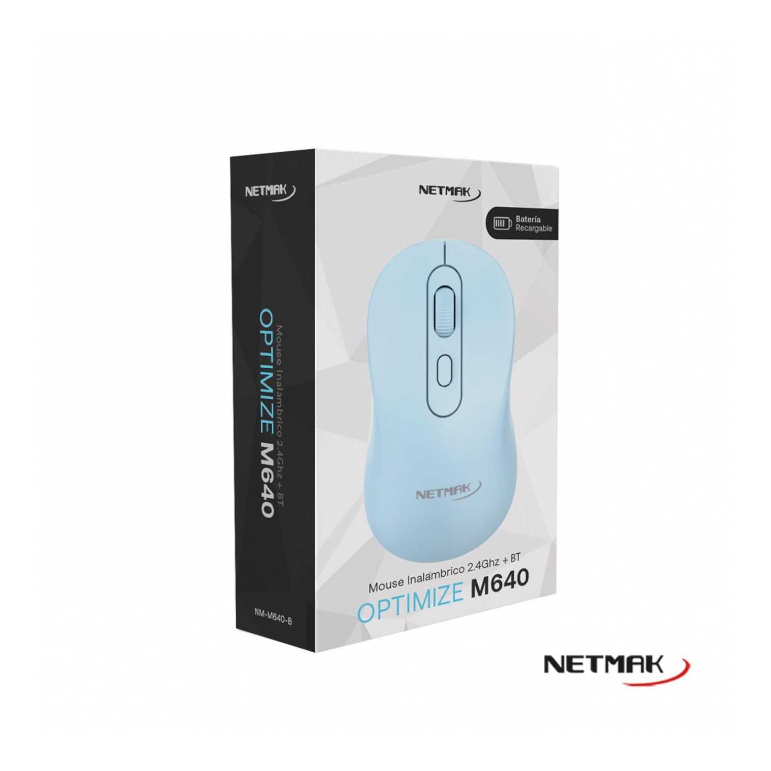 MOUSE BT 5.2 NETMAK M640 CELESTE RECARGABLE