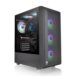 GABINETE GAMER THERMALTAKE H390 MIDTOWER FAN ARGB X4 FUENTE 750W NEGRO